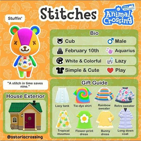 Stitches Gifting Guide | Animal crossing, Dieren, Eiland
