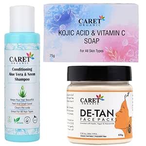 Buy Caret Organic Aloevera & Neem Shampoo And Detan Facepack & Kojic ...