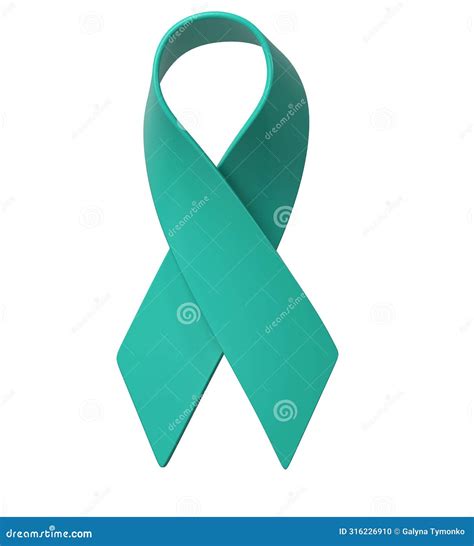 3d Teal Ribbon Icon Illustration. Awareness For Cervical Ovarian Cancer ...