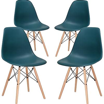 POLY & BARK Modern Teal Side Chair Set with Natural Wood Legs - India ...
