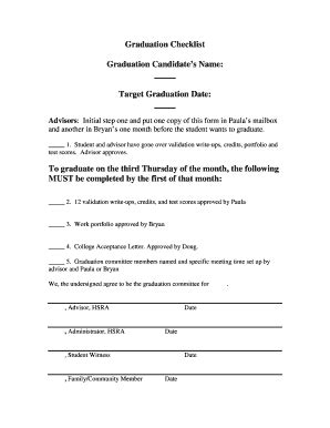 Fillable Online hsra Graduation Checklist Graduation Candidates Name ...