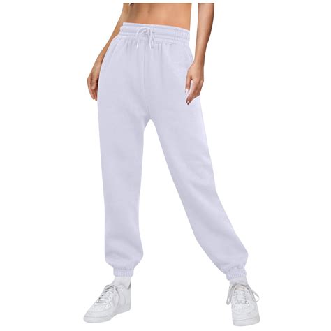 DENGDENG White Sweatpants Women High Waisted Baggy Sweatpants Fall ...
