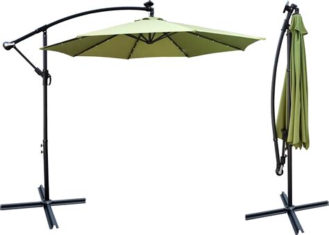 Buy Outdoor Patio Solar Powered Led Lighted Umbrella Green Solid Modern ...