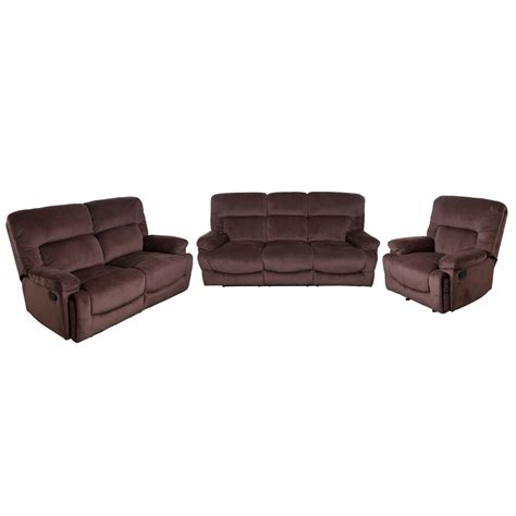Evok Cardiff Fabric Recliner Sofa Set 3+2+1 Seater in Chocolate Colour ...