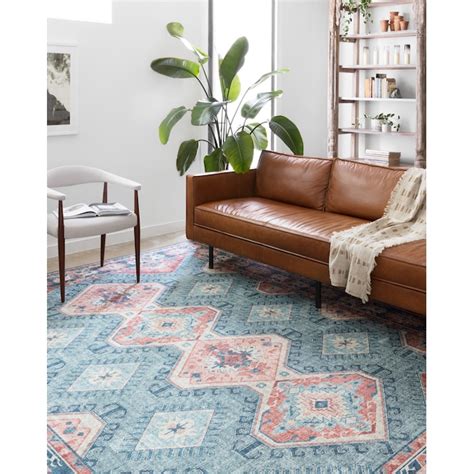 Loloi II Skye 8 X 8 (ft) Turquoise / Terracotta Round Indoor Distressed ...