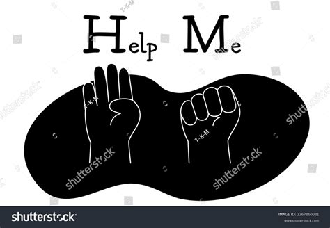 Line Drawing Help Me Hand Sign Stock Vector (Royalty Free) 2267860031 ...