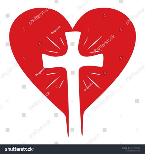 Symbol Christian Cross Inside Heart Shape Stock Vector (Royalty Free ...