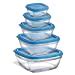 Buy Duralex Glass Lys Solid Square Bowl with Blue Lids (Set of 5 ...