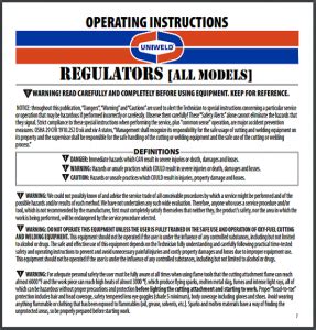 Instruction Sheets - Uniweld Products, Inc. IN