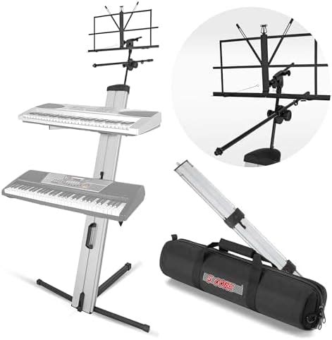 5 CORE 2 Tier Column Keyboard Stand Riser Foldable Double Piano Stands ...