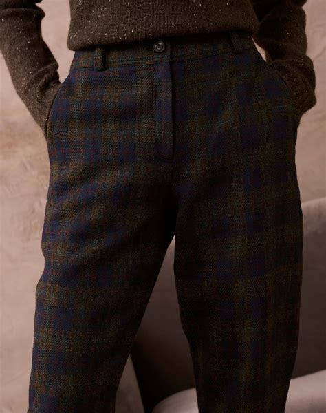 Navy Check Wool Trousers | Women's Trousers | Brora Sale