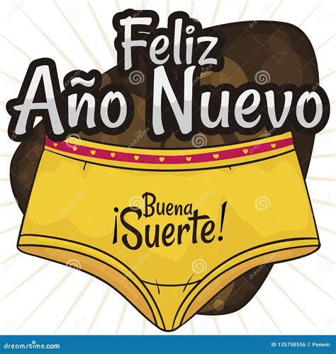Yellow Female Underwear To Celebrate Latin New Year`s Omens, Vector ...
