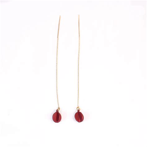 Sphere Threader Pull-out Drop Earrings - Burgundy | Salty – Salty ...