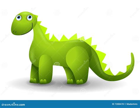 Green Dinosaur On The Stair. Cartoon Tyrannosaur. Watercolor ...