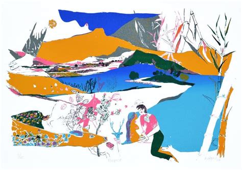 "Propose": Blue Serigraphs Painting by Nabibakhsh Mansoori | ArtZolo.com