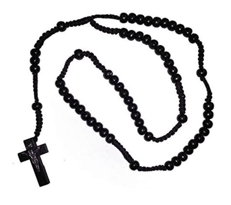 SBWC Wooden Cross Fabric Catholic Rosary Chain for Men and Women, Jesus ...