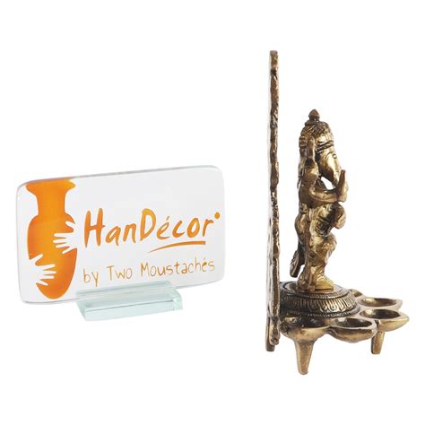 Brass Dancing Ganesha Design Five Oil Wick Diya Antique_6 Inch x 3 Inch ...