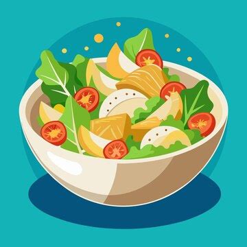 Caesar salad illustration vector | Premium AI-generated vector