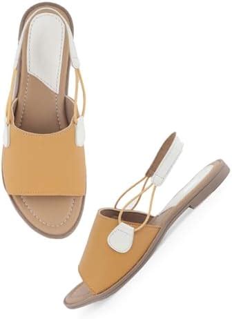 Buy Belve Paris Open Toe Slingback Flat Sandals, Yellow and White Two ...
