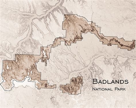 Badlands National Park Poster Map Art South Dakota - Etsy