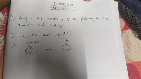 SN1 Reaction Reactivity Comparison Compare the reactivity of the followi..