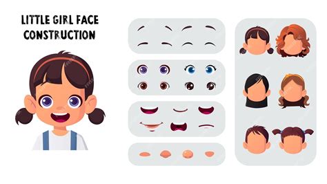 Girl Character Face Creation Set de construção Cartoon Kid Face ...
