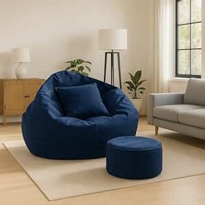 karuto 4XL Bean Bag Cover with Footrest & Cushion (Without Beans) (Navy ...