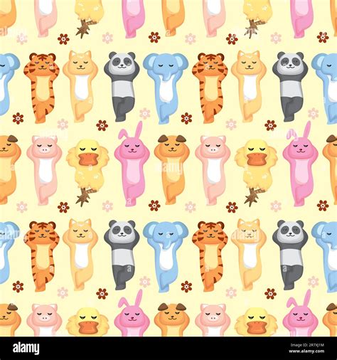Adorable cartoon animal illustration pattern Stock Vector Images - Alamy