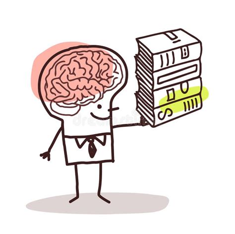 Man with Big Brain and Books Stock Vector - Illustration of learn ...