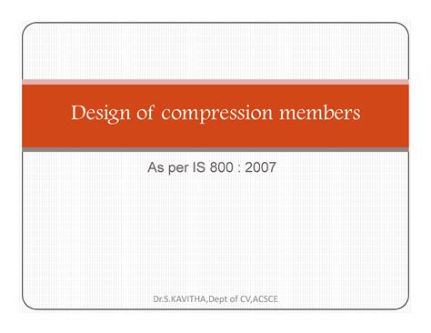 Module 4 Design Compression Members - As per IS 800 : 2007 Design of ...