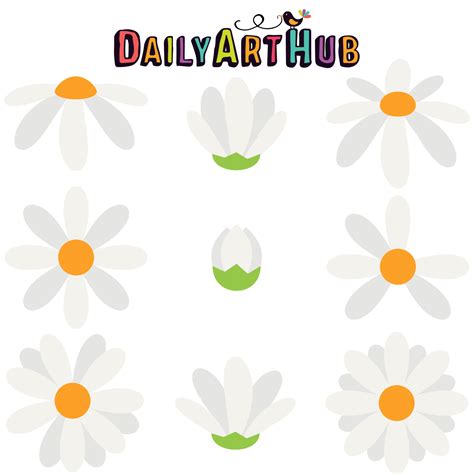 A Minimalist Clipart Of A Daisy Flower With A Vibrant Yellow Center And ...