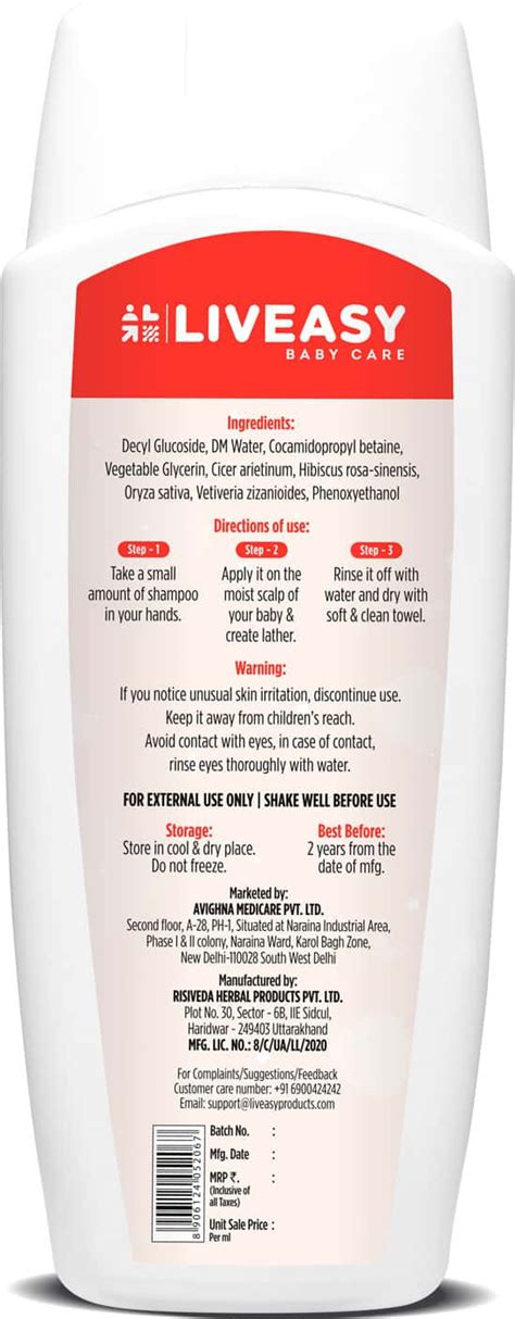Buy LIVEASY BABY CARE BABY SHAMPOO- 200 ML Online & Get Upto 60% OFF at ...