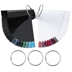 Hotop 100 Pieces Nail Art Tips Polish Display Stick Fan with 5 Rings ...