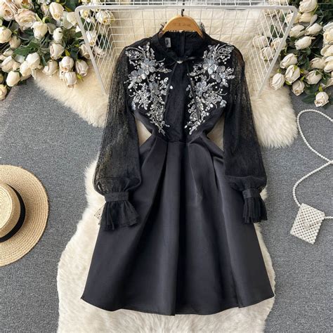 Floral Embellished Mesh Dress – Twirl Around World