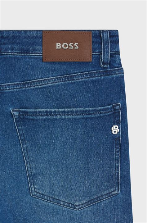 BOSS - Delaware Slim-fit jeans in blue cashmere-touch denim - Blue