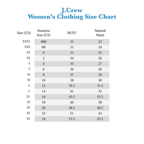 J.crew Jean Size Chart