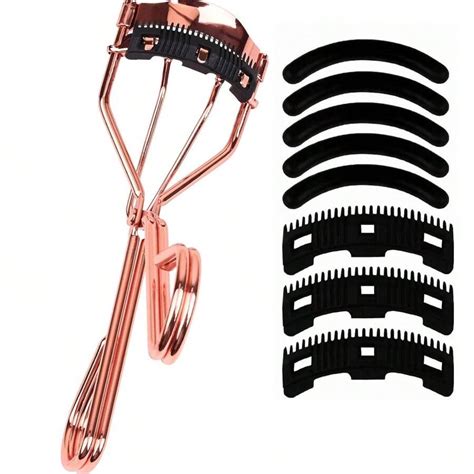 Rose Gold Eyelash Curler Set With Comb And Applicator Tweezers, Press ...