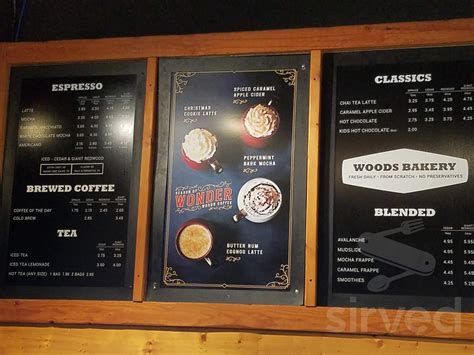 Woods Coffee menu in Bellingham, Washington, USA