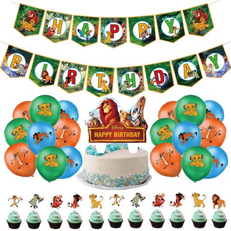 Buy Birthday Decorations Lion King Balloons Lion Happy Birthday Banner ...