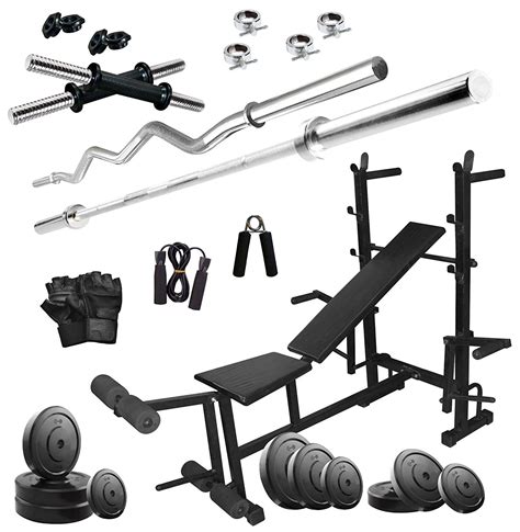 Aloy Fitness 90 KG Home Gym Set With 8 IN 1 Bench : Amazon.in: Sports ...