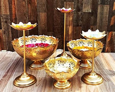 Buy ANCH Taj Bowl Hammered Urli Candle Stand with Floating Diya | Urli ...