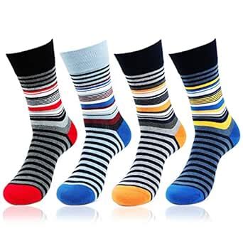 Buy Bonjour Men's Striped Design Cotton Socks (Pack of 4) (BRO1608-PO4 ...