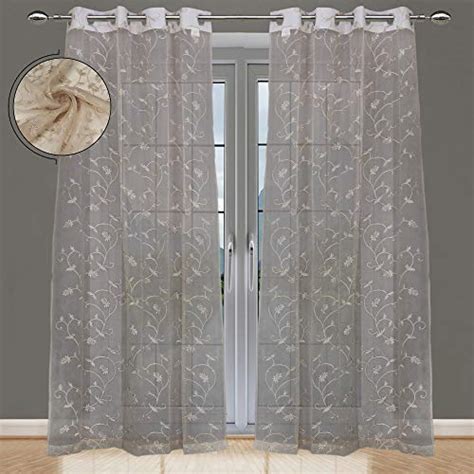 Buy JVIN FAB Transparent Embroidery Sheer Eyelet Grommet Door Curtains ...