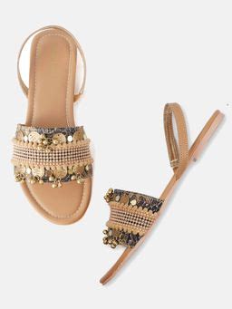 Buy Marc Loire Embellished Tan Flats Online