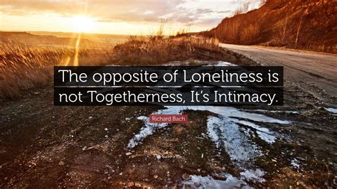 Richard Bach Quote: “The opposite of loneliness is not togetherness, it ...
