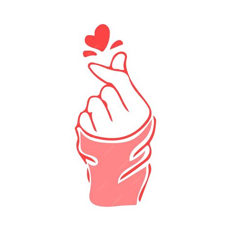 Premium Vector | Korean heart korean hand with heart hand drawn finger ...
