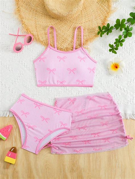 3-delige set badpakken voor meisjes, tankini met willekeurige print ...
