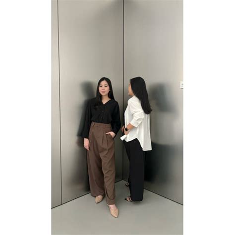 Jual This Is April Atasan Kemeja Wanita Oversized Flowy Lengan Panjang ...