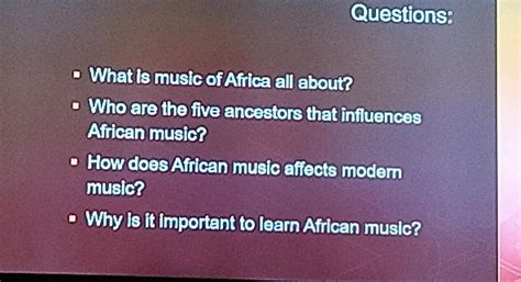 what is music of Africa all about? who are the five ancestors that ...