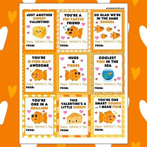 Free Printable Goldfish Valentines for Kids